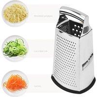 NESTLUNE 4 Sided Steel Box Grater Kitchen Hand Cheese Vegetable in Silver | Size: 100 cm x 15 cm