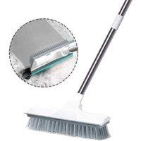 NESTLUNE Sweeping Yard Brush with Long Handle Stiff Bristle in White | Size: 100 cm x 15 cm