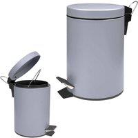 VOGREX Grey 3L Small Pedal Waste Bin for Bathroom Kitchen