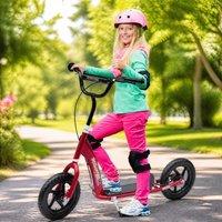 STILVORA Kids Scooter with 12 Inch EVA Tyres & Rear Brake in Red