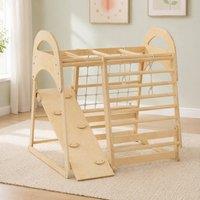 STILVORA Kids Climbing Frame with Slide & Monkey Bars in Natural