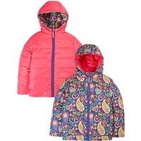 Frugi Girl's Reversible Toasty Trail Jacket in Purple | Size: 2-3 Years