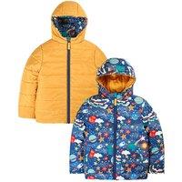 Frugi Boy's Reversible Toasty Trail Jacket in Blue | Size: 2-3 Years