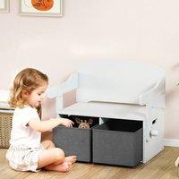 AIYAPLAY 3 in 1 Kids Storage Bench, Toddler Table & Chair Set, White
