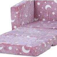 VOGREX Folding Kids Sofa Bed Toddler Armchair Glow In Dark Star Moon in Pink