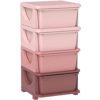 VOGREX Pink Four-Tier Kids Plastic Storage Unit with 4 Drawers