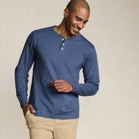Lands' End Men's Super-T Henley Long Sleeve T-shirt in Midnight | Size: Small