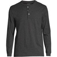 Lands' End Men's Super-T Henley Long Sleeve T-shirt in Charcoal | Size: XL