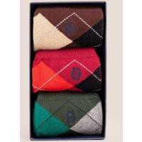 Oswin Hyde Men's Bold Argyle 3-Pack Cotton Socks
