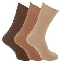 Universal Textiles Men's Big Foot Non Elastic Diabetic Socks (3 Pairs) in Light Brown | Size: 6-11