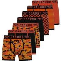 Kandor Men's Jeckers Assorted Designs Boxer Shorts (Pack of 7) in Orange | Size: XL