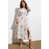 Cutie London Women's Knot Neck Floral Ditsy Dot Dress in White | Size: 8