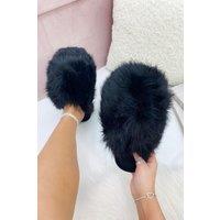 Love Lemonade Women's Ultimate Cosy Fluffy Slippers in Black | Size: 6