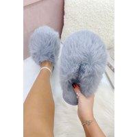 Love Lemonade Women's Ultimate Cosy Fluffy Slippers in Grey | Size: 3