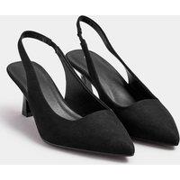 Yours Women's Slingback Kitten Heels In Wide Fit in Black | Size: 6E