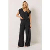Long Tall Sally Women's Tall Textured Wide Leg Trousers in Black | Size: 8L