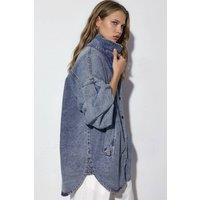 Big Dart Women's Oversized Denim Jacket with Shirt Collar in Light Blue | Size: Medium