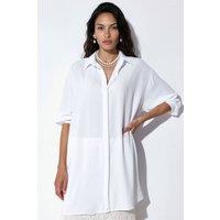 Big Dart Women's Oversized Long Sleeve Button-Up Blouse with Shirt Collar in White | Size: Medium