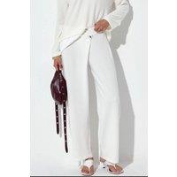 Busem Women's High-waist Wide-leg Crepe Trousers in Off-White | Size: Medium