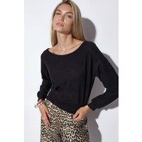 Busem Women's Cropped Boat Neck Sweatshirt in Black | Size: Small