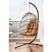 Living and Home Fluffy Thick Hanging Swing Chair Cushion in Beige
