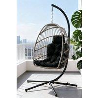 Living and Home Fluffy Thick Hanging Swing Chair Cushion in Black