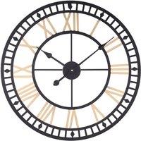 Garden Sanctuary Metal Roman Numeral Modern Wall Clock in Black