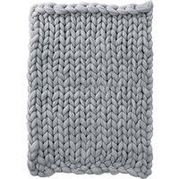 Garden Sanctuary Chunky Knit Throw Blanket Handwoven Home Decor in Grey