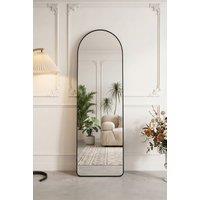 Garden Sanctuary Modern Arched Metal Floor Mirror in Black