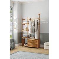 Garden Sanctuary Multi-functional Wooden Coat Rack with Storage Drawers in Natural