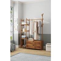 Garden Sanctuary Multi-functional Wooden Coat Rack with Storage Drawers in Brown