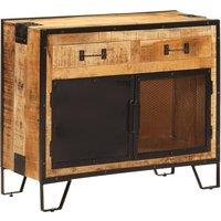 Berkfield Home Sideboard 80x31x66 cm Solid Rough Wood Mango & Metal in Brown | Size: 80 x 31 x 66 cm