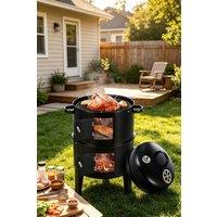 ExtraStar 3-in-1 Charcoal Smoker Grill for Outdoor BBQ & Smoking in Black
