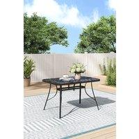 H&O Direct Rectangular Garden Tempered Glass Marble Coffee Table in Black