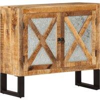 Berkfield Home Sideboard 80x30x71 cm Solid Rough Wood Mango & Metal in Brown | Size: 80 x 30 x 71 cm