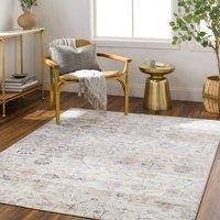 Livabliss Lavadora Washable Grey Brown Blue Traditional Vintage Boho Rug in Ivory | Size: 200 cm x 275 cm