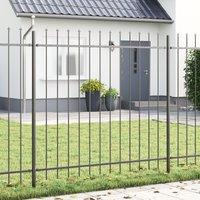 Berkfield Home Garden Fence with Spear Top Grey 10.2x1.5 m Steel