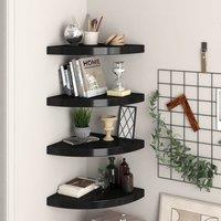 Berkfield Home Floating Corner Shelves 4 pcs Black 35x35x3.8 cm MDF