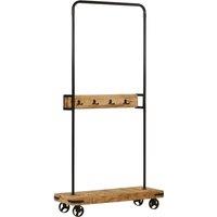 Berkfield Home Clothes Rack with Wheels 90x35x190 cm Solid Wood Mango & Iron in Brown | Size: 90 x 35 x 190 cm