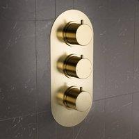 Nes Home Brushed Brass Two Outlet Concealed Thermostatic Mixer Valve in Gold | Size: 296mm x 253mm
