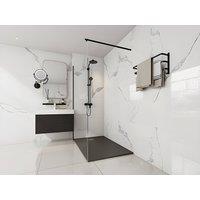 Vente-unique Ultra-Slim Trimmable SMC Resin Shower Tray for Surface Or Recessed in Black | Size: 1400mm x 900mm