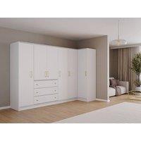 Vente-unique Corner Wardrobe With 6 Doors & 3 Drawers - W311 Cm - White