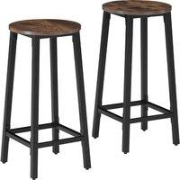 tectake Set Of Bar Stools Corby Industrial Wood Dark, Rustic Set Of 2 in Brown