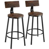 tectake Bar Stools Poole Industrial Wood Dark, Rustic Set Of 2 in Brown