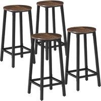 tectake Set Of Bar Stools Corby Industrial Wood Dark, Rustic Set Of 4 in Brown