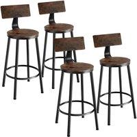 tectake Bar Stools Poole Industrial Wood Dark, Rustic Set Of 4 in Brown