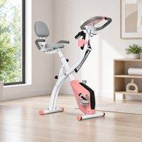 STILVORA Folding Exercise Bike with 8-Level Resistance in Pink
