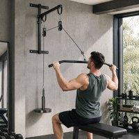 STILVORA Cable Pulley System with Straight Bar & Tricep Rope in Black