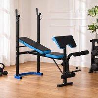 STILVORA Weight Bench with Adjustable Barbell Rack Black