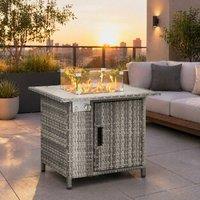 STILVORA Fire Pit Table with Rain Cover in Grey